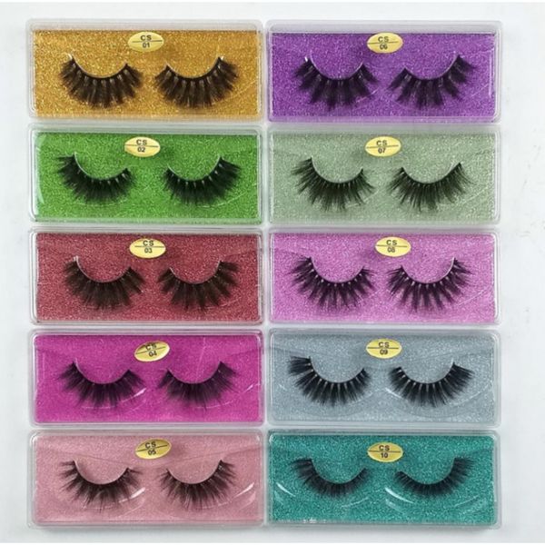 Heiße 15 Arten natürliche falsche Wimpern weiche dicke natürliche 3D-Nerzwimpern Glitzerverlängerung Nerzwimpern mit Wimpernbürste Augen-Make-up Lashes456