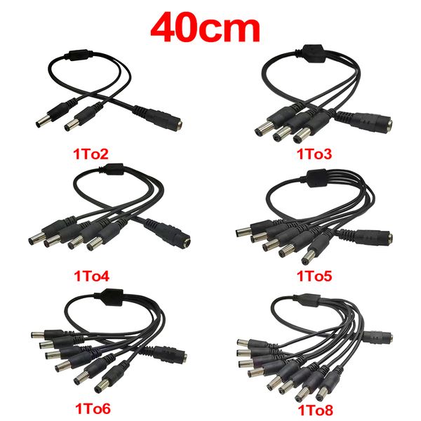 5,5 мм 2,1 мм с 1 до 2/3/4/5/6/8 Way DC Power Power Pearch Cable 5V 12 В кабель питания адаптер для светодиодного шнура