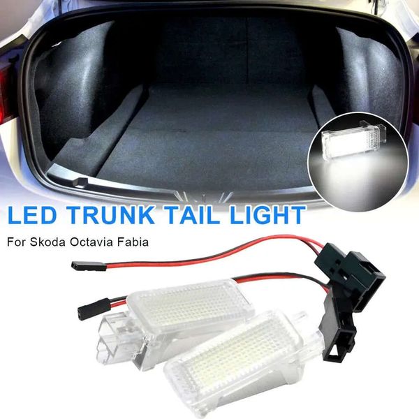 Nova lâmpada led para porta-malas de bagagem, 2 peças, para skoda octavia fabia superb roomster kodiaq yeti pc, à prova d'água, poeira, interior, luz de cúpula