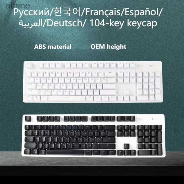 Teclados Teclados Novos 104 teclas Russo / Espanhol / Francês / Coreano / Alemão / Árabe Keycaps OEM Transparente ABS para Cherry MX Switches Teclado Mecânico YQ240123