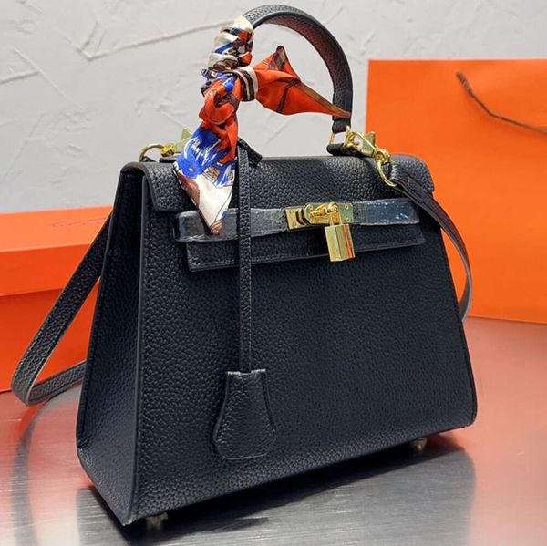 Damen-Tasche, Designer-Einkaufstasche, Leder, Umhängetasche, handgefertigt, klassische Mode, Shopping-Geldbörse, Schal-Charm mit Schultergurten, Damen-Geldbörse