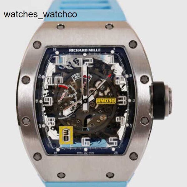 RM Armbanduhr Richardmillle Armbanduhr RM030 Automatische mechanische Uhr RM030 Herrenuhr aus Titanlegierung, Datum, ausgehöhlt, Gangreserve, automatisch