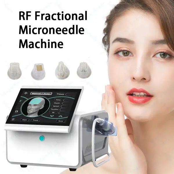 Macchina per microaghi RF frazionaria 4 sonde Microaghi antietà Sbiancamento della pelle Rimozione della cicatrice Dispositivo portatile con micro ago a radiofrequenza