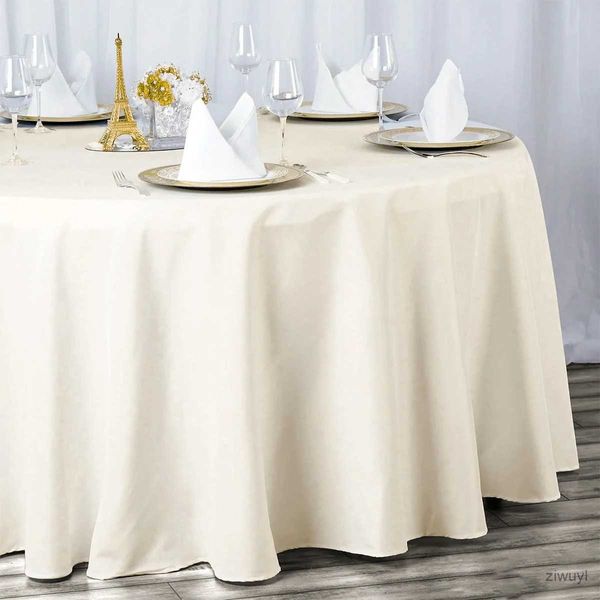 Toalha de mesa Toca de mesa redonda Plástico branco Sem ponto Tabela de mesa sólida elegante para a decoração do hotel de festa de casamento de aniversário de aniversário