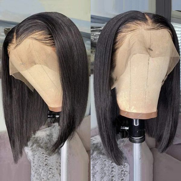 Glueless Wigs 5x5 HD Dantel Kapatma Peruk Düz Kısa Künt Kesilmiş Bob Peruklar Dantel Ön İnsan Saç Perukları Kadın İçin Peruk Giymeye Hazır