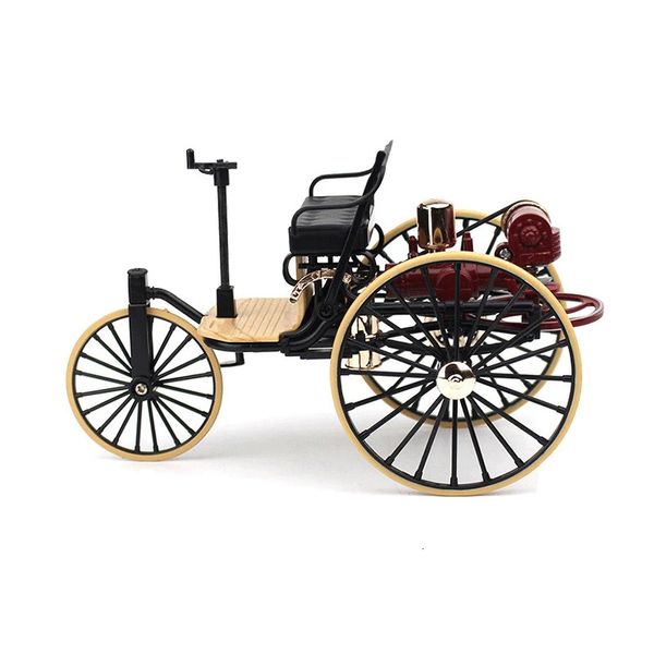 1pc 1 12 1886 retro klasik otomobil 1 alaşımlı araba modeli simülasyon üç tekerlekli bisiklet arka oyuncak çocuk hediye serisi 240123