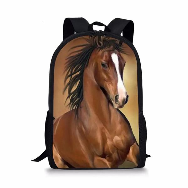 Sacs Étudiant Livre Sac Garçons Filles Sac À Dos Retour à L'école Sacs Cadeau Mignon Cheval Imprimer Enfants Sac À Dos Bookbag Voyage Hommes Adolescents Sac À Dos