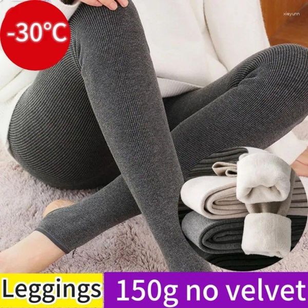 Kadın Tayt Moda Sonbahar Kış Giyen Kadınlar Kış Peluş Kalın Külotlu Köplü Yüksek Belli Sıcak Pamuklu Pantolon Dikey Şerit Çoraplar