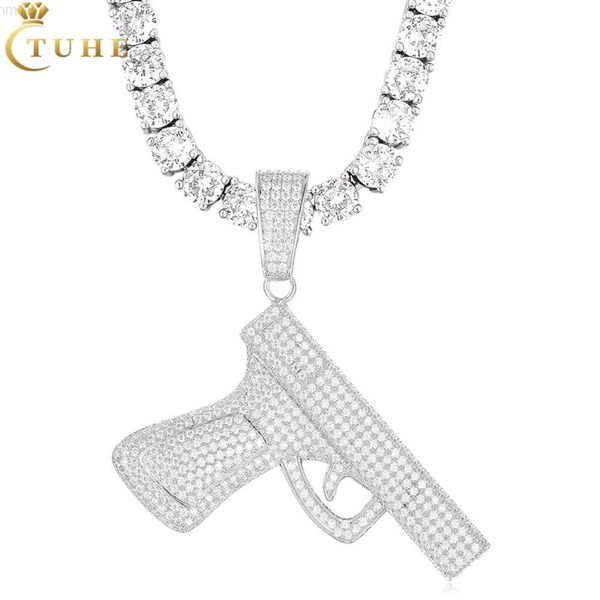 Produttore di gioielli Collana personalizzata con ciondolo a forma di pistola in argento sterling 925 personalizzato Vvs Moissanite con diamante ghiacciato con catena