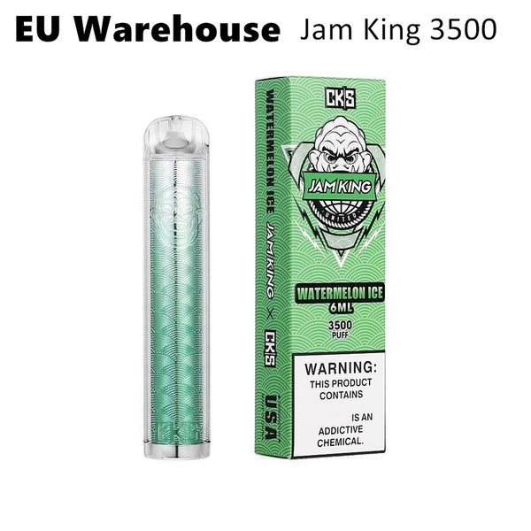 Jam King descartável vape Pen puff 3500 6ml Suco 12 sabores vape E Cigarro Nic 2% 3% 5% Crystal Mesh Coil 1.1 Ohm 650mAh Bateria recarregável puff 2000 2500 4000
