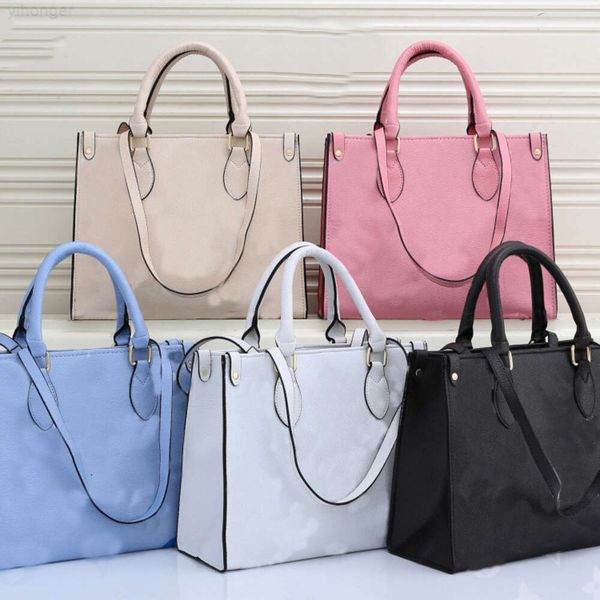 Borsa a tracolla tote in pelle borsa da donna personalizzata grande di design all'ingrosso con stampa personalizzata in bianco con per le donne