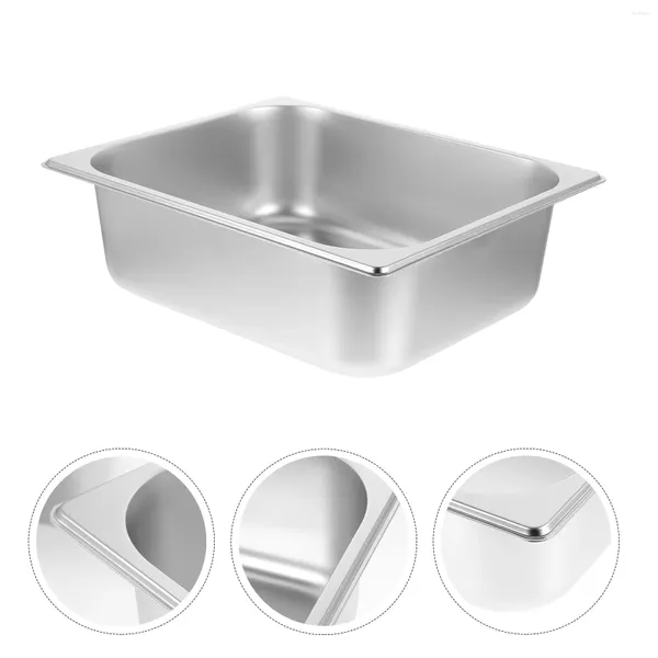 Conjuntos de louça de aço inoxidável servindo bacia buffet festa bandeja de metal placas frutas servidor prato recipiente pote cantina pão pan