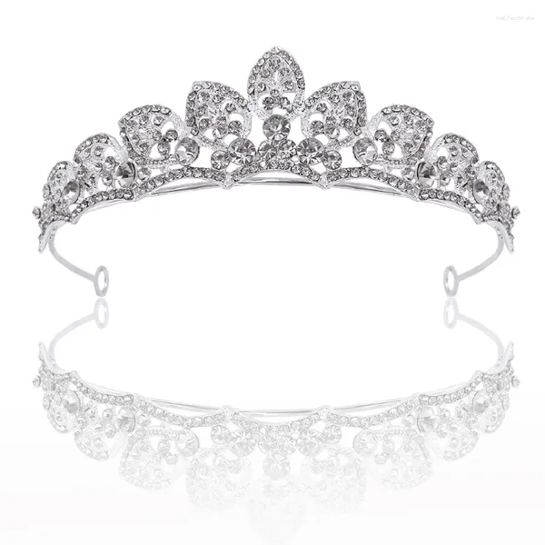 Haarspangen Braut Tiara Kopfschmuck Silber Farbe Kristall Hochzeit Krone Zubehör Frauen Geburtstag Party Strass