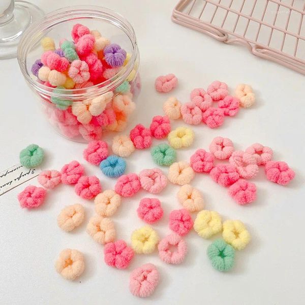 Haarschmuck 100 Stücke Frauen Mädchen Grundlegende Bänder Mode Kleine Candy Farbe Headrope Kinder Hohe Elastische Daumen Kreis Seile