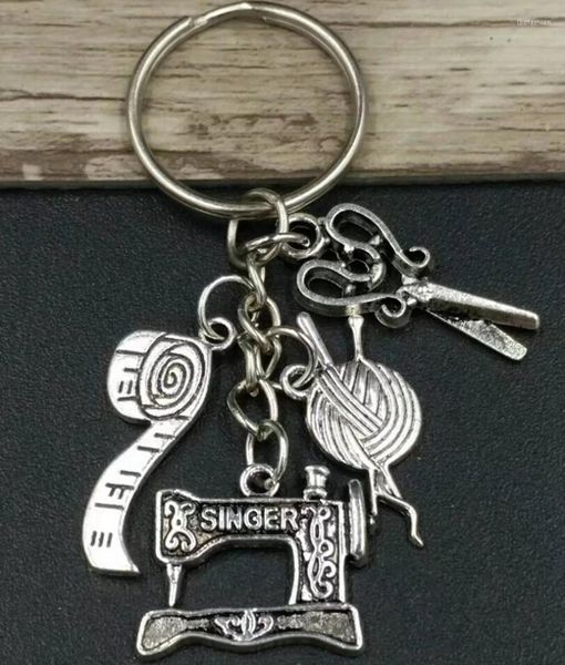 Schlüsselanhänger 10 Stück Nähen und Stricken Thema Cluster Tasche Charme Legierung Geschenk für Frauen Schlüsselanhänger Anhänger Schmuck Erkenntnisse