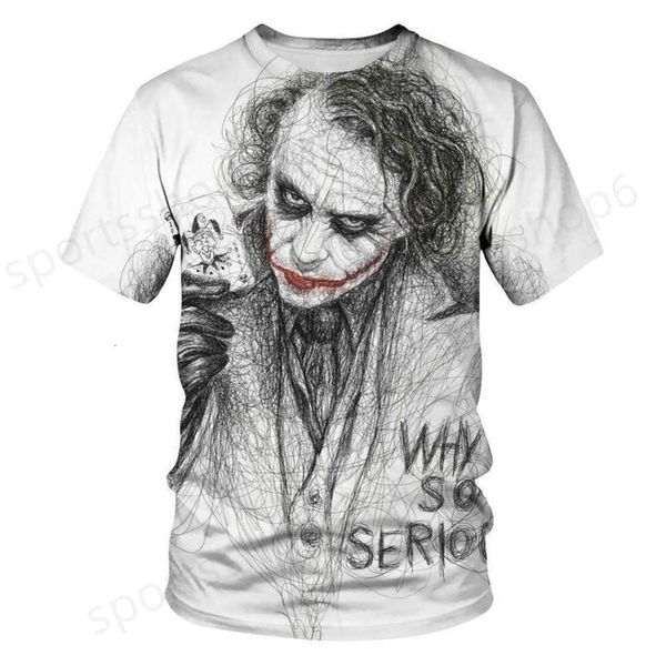 Camiseta masculina 3d, camiseta do palhaço com estampa 3d, coringa, rosto casual, gola redonda, camiseta palhaço de manga curta, tops de piada, novo, 2024