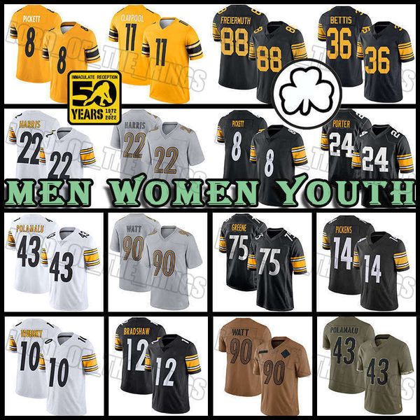 8 Kenny Pickett Najee Harris Fußballtrikot 90 T.J. Watt George Pickens Minkah Fitzpatrick Pittsburghs Steeleres Pat Freiermuth Joey Porter Patrick Peterson Harris