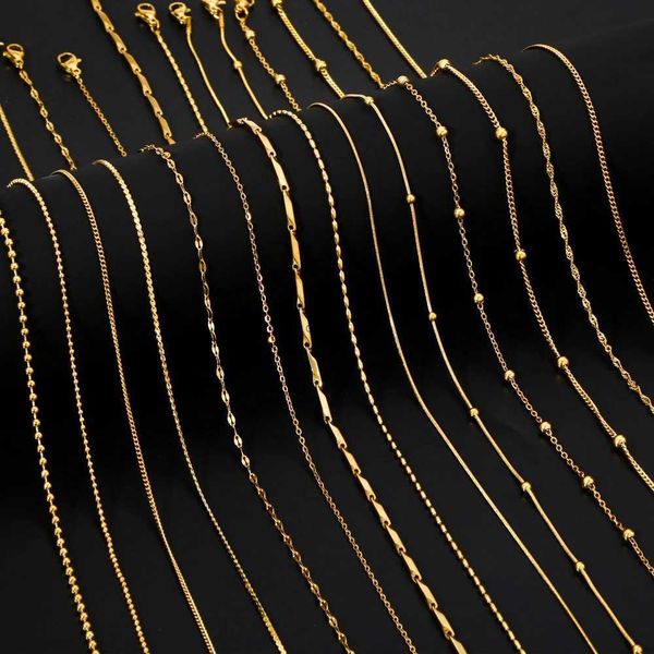 Collane a ciondolo Sgman Stick Sfere di serpente in acciaio inossidabile o perle a forma di catena di collegamento Collana per catena per donne Gioielli regalo Oro Colore Oro Accessori fai -da -te