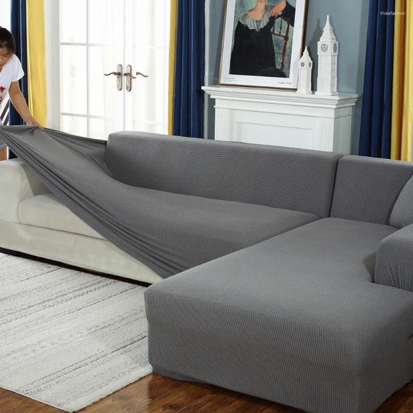 Cadeira cobre pelúcia l em forma de sofá capa para sala de estar cinza preto elástico sofá slipcover chaise longue canto