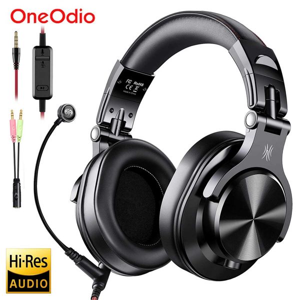 Fones de ouvido Oneodio A71 Gaming Headset Studio DJ Fones de ouvido estéreo sobre orelha com fio fone de ouvido de alta resolução com microfone para PC PS4 Xbox One Gamer J240123