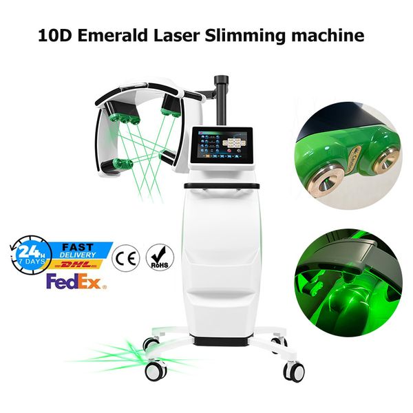 Neueste 10D Lipo Laser Armfettentfernungsmaschine Emerald Laser Schlankheitsgerät Körperformung Fettreduzierung Hautstraffungsausrüstung 2 Jahre Garantie