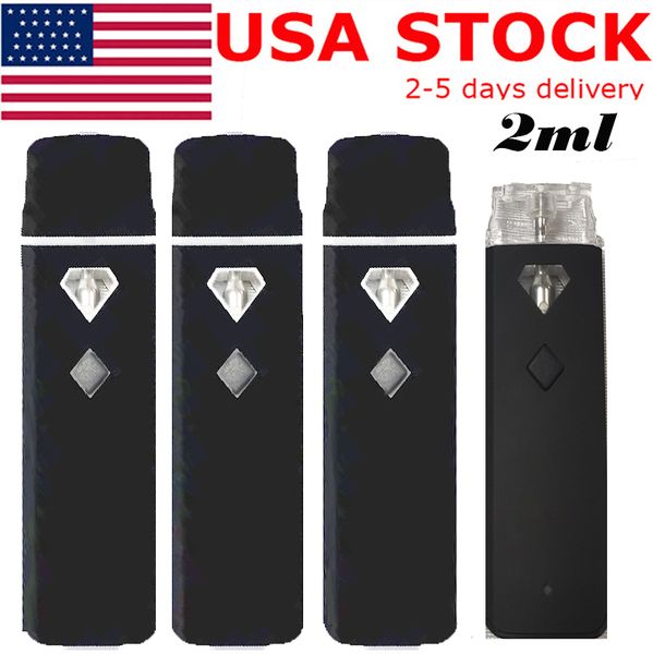 USA STOCK Vorheizen Vape Pen 2 ml Pods Leere Einweg-E-Zigaretten-Knöpfe Verdampfer Snap-In-Spitzen Keramikspule Dicke Ölwagen Typ-C Wiederaufladbare 320-mAh-Batteriestifte