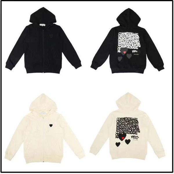 2024 neue Hoodie-Sweatshirts für Männer und Frauen mit Reißverschluss, lockerer Mantel, Play-Sweatshirt, Commes Cardigan, Des Small Red Heart-Jacke, Garcons Standard- und Fleece-Freizeitpullover