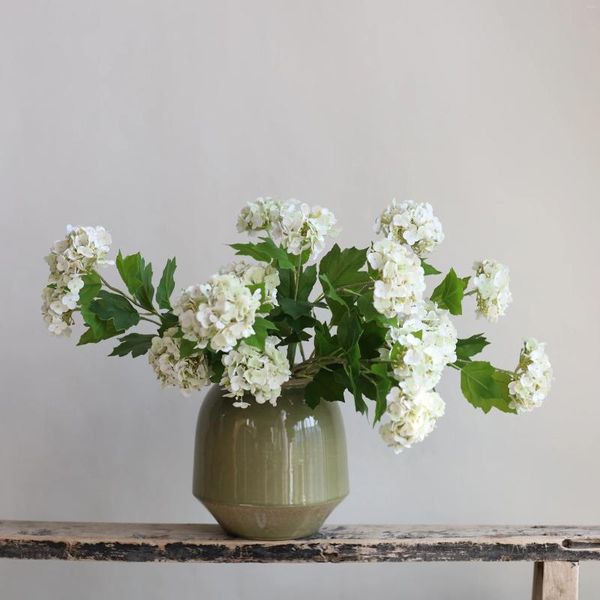 Dekorative Blumen, 63,5 cm, künstlicher Schneeball-Zweig in Creme, fühlt sich echt an, künstliche Pflanzen, DIY-Blumen, Hochzeit/Zuhause/Küchendekoration