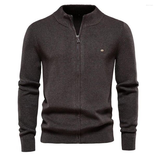 Camisolas masculinas de inverno com zíper cardigan coreano outono grosso quente blazer casaco esportes masculino jumper roupas de malha jaqueta cinza