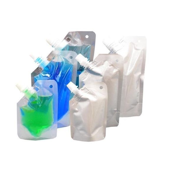 Упаковочные пакеты оптом 2021 Doypack Мешок с носиком из алюминиевой фольги для хранения питьевой жидкости Желе Молочный соус Масло Прозрачный стенд Up Drop Dhqdm