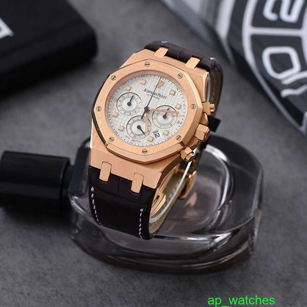 Audemar Pigue Luxusuhren Royal Oak 26022OR.OO.D088CR.01 Herrenuhr Automatische mechanische Uhr Weißes Zifferblatt 18 Karat Roségold FUN JEFI