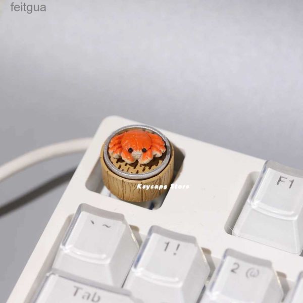 Teclados Teclados Caranguejo Cozido Teclado Mecânico Keycaps Gourmet Magnético Descompressão Design Gaming Keycap 3D Keycap personalizado YQ240123