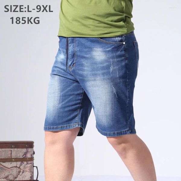 Мужские джинсы, джинсовые шорты, мужские повседневные полубрюки, свободные летние хлопковые синие шорты больших размеров 5XL, 6XL, 7XL, 8XL, 9XL, мужские шорты большого размера