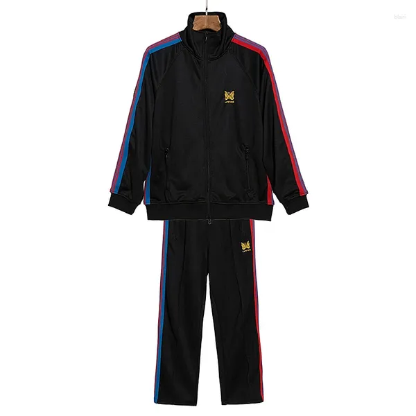 Giacche da uomo AWGE Webbing Stripes Giacca da donna Tide Needles Giacca da streetwear di alta qualità Primavera Autunno Colletto in piedi Cappotto con zip