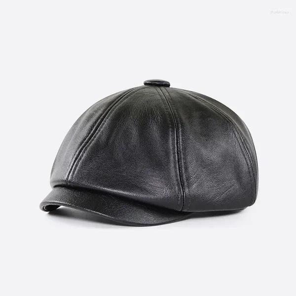 Береты мужские из искусственной кожи, теплая восьмиугольная кепка, повседневная винтажная кепка для гольфа Sboy, плоская шляпа таксиста, зимняя мужская кепка художника Гэтсби