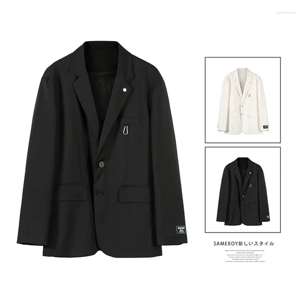 Ternos masculinos brancos blazers para tendências da moda coreana streetwear 2024 chegada terno topos jaqueta solta vestido preto casacos roupas masculinas