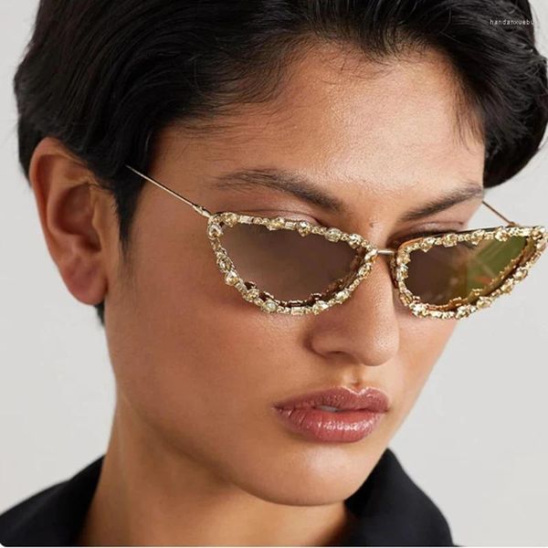 Sonnenbrille Marke Diamant Frauen Cat Eye Retro Sonnenbrille Für Luxus Vintage Shades Weibliche Schwarz Oculos