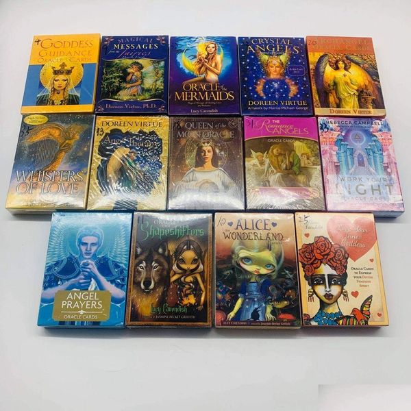 Jogos de cartas atacado jogos personalizados impressão tarô baralho de alta qualidade oráculo jogando cartas china fábrica feita entrega de gota brinquedos gif dhr0u