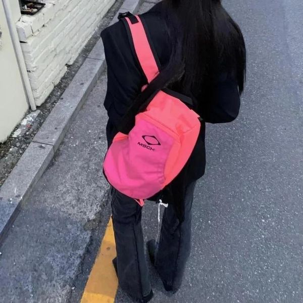 Сумки Y2k Розовый рюкзак Корейская мода Унисекс Повседневная школьная сумка с ромбом Большой емкости Нейлоновый рюкзак Походный рюкзак контрастного цвета