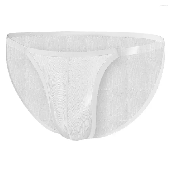 Underpants Sexy Mens Underwear Malha Ultra Fina G-String Calcinha Bolsa Cintura Baixa Esportes Sem Costura Briefs Ver Através de Lingerie