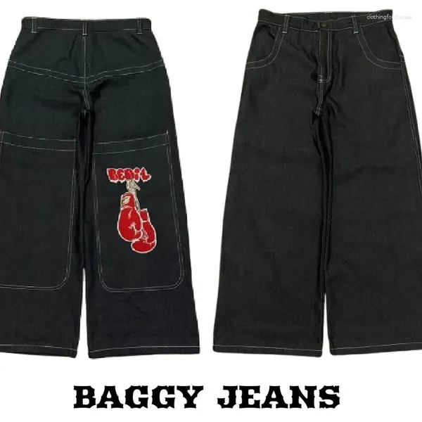 Herren Jeans Y2K Männer Kleidung Baggy Hip Hop Harajuku Vintage bestickt Goth Streetwear Mode Frauen breites Bein