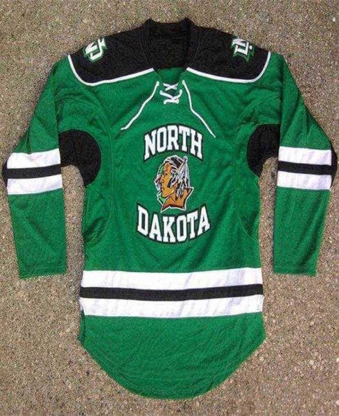 Universiteit van North Dakota Fighting Sioux Zwart Groen Retro Ijshockey Jersey Heren039s Gestikt Aangepaste nummernaam Jerseys8037633