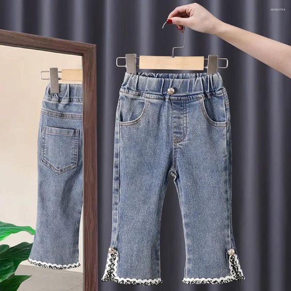 Hosen Mädchenkleidung 12M-6Y Kinder Frühling und Herbst tragen kleine duftende leichte Rake-Jeans Baby Slim Fit Split-Hosen