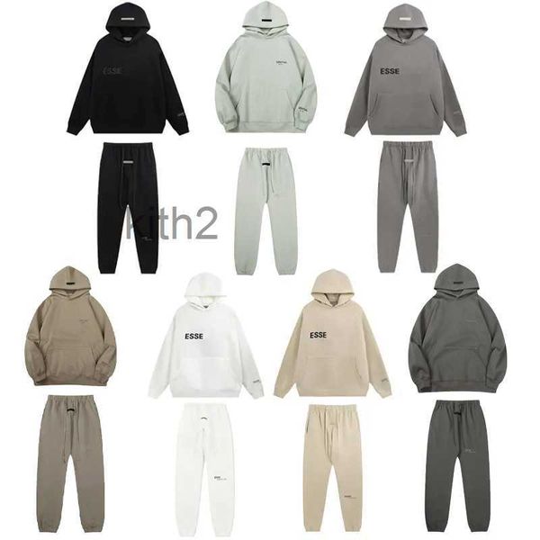 Tasarımcı Yeni Takip Ess Marka Baskılı Spor Giyim Erkekler 6 Renk Sıcak İki Parçası Set Gevşek Hoodie Sweatshirt Pantolon Setleri wx6i