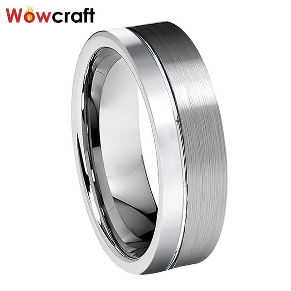 Bands 6 mm flache Wolframcarbid-Ringe, hochwertig, 1/3 poliert und 2/3 gebürstet, Ehering, Schmuck, modischer, bequemer Ring