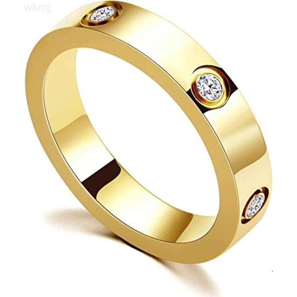 R.gem. Amor amizade 18k ouro prata rosa banhado zircônia cúbica anel de promessa de aço inoxidável aliança de casamento