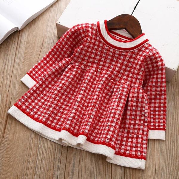 Abiti da ragazza Born Girls abito maglione scozzese autunno inverno bambini bambino vestiti per bambini per bambini principessa Casual Natale 3M