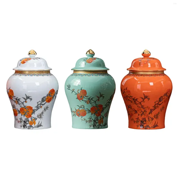 Bottiglie di stoccaggio Vaso di zenzero in ceramica Vaso di porcellana per tè con coperchio Smalto smaltato multiuso alto 7,6 