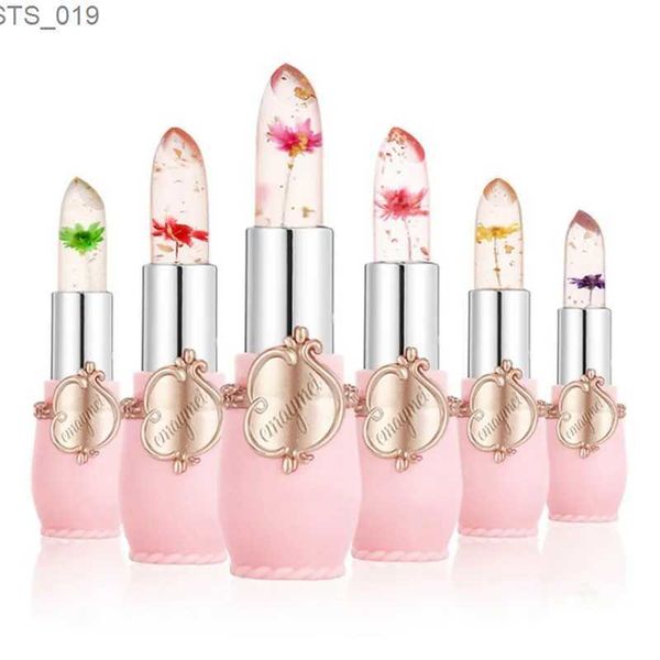 Lip Gloss 6 Pçs/caixa Crystal Clear Flower Jelly Lip Balm Kits Definir Temperatura Mudança de Cor Batom Hidratante Vitamina E Beleza Saúde