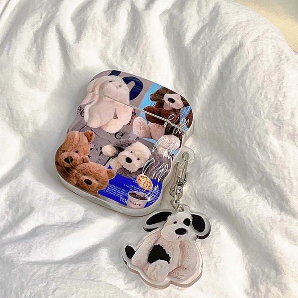 Case di cellulare Cartoon Animal Dog Bear a sospensione Wavy Silicone Soft Ins Wireless Bluetooth Earphone Case per Apple AirPod Pro 2 2nd 1 3 Cover